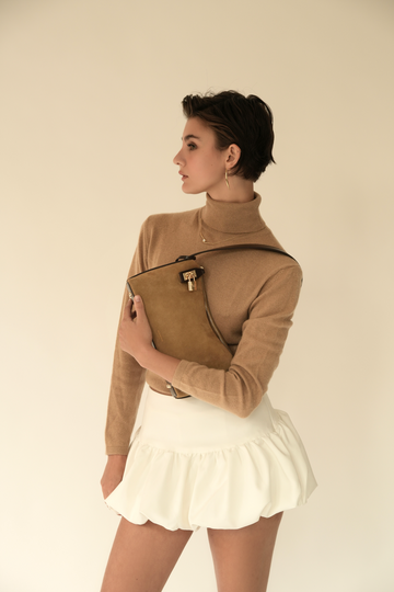 Gold Suede Hobo Bag(Pre-Order Only. Will Ship Early Oct.)