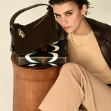 Gold Espresso Suede Hobo Bag
