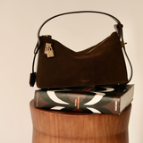 Gold Espresso Suede Hobo Bag