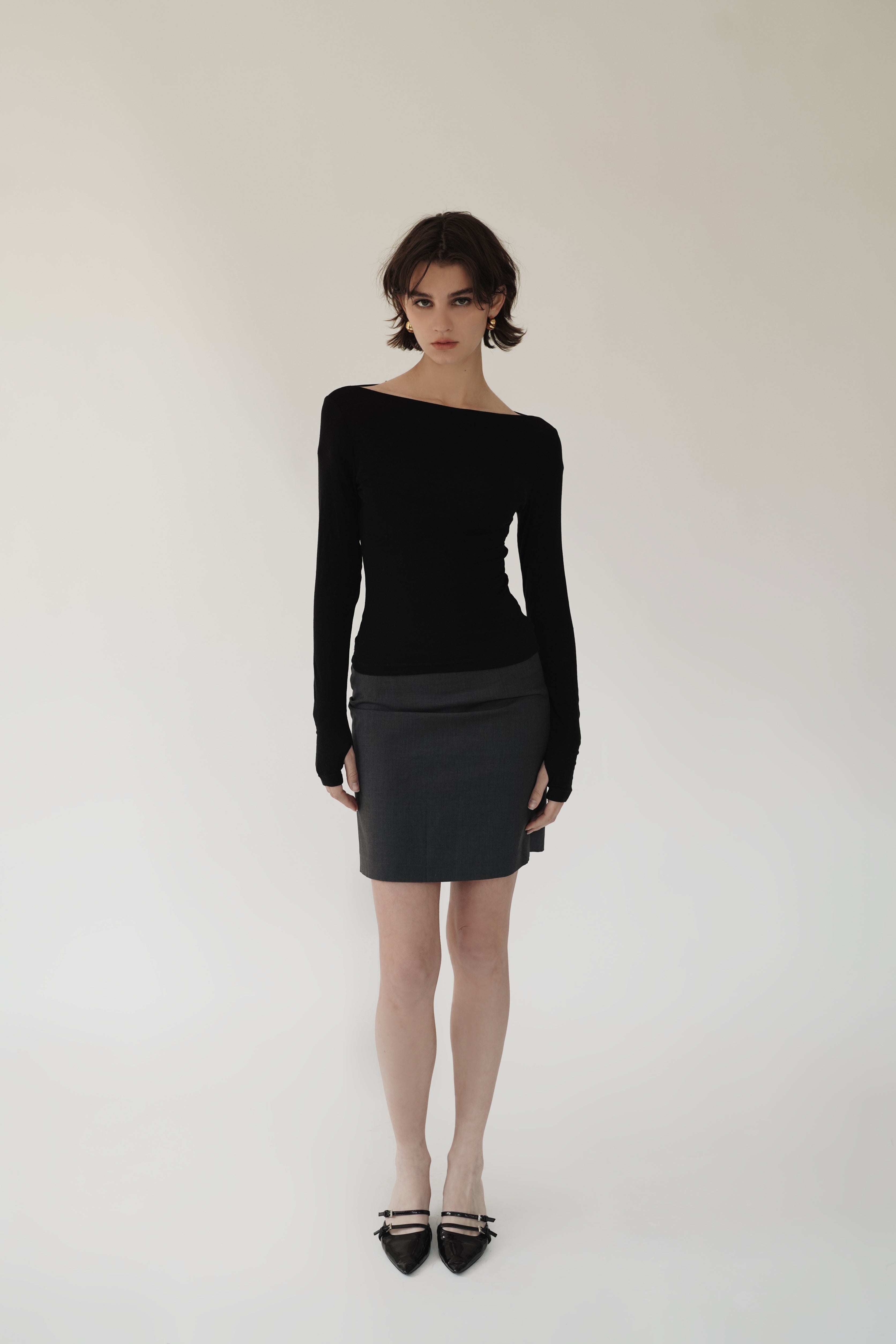 Ruched Long-Sleeve Top