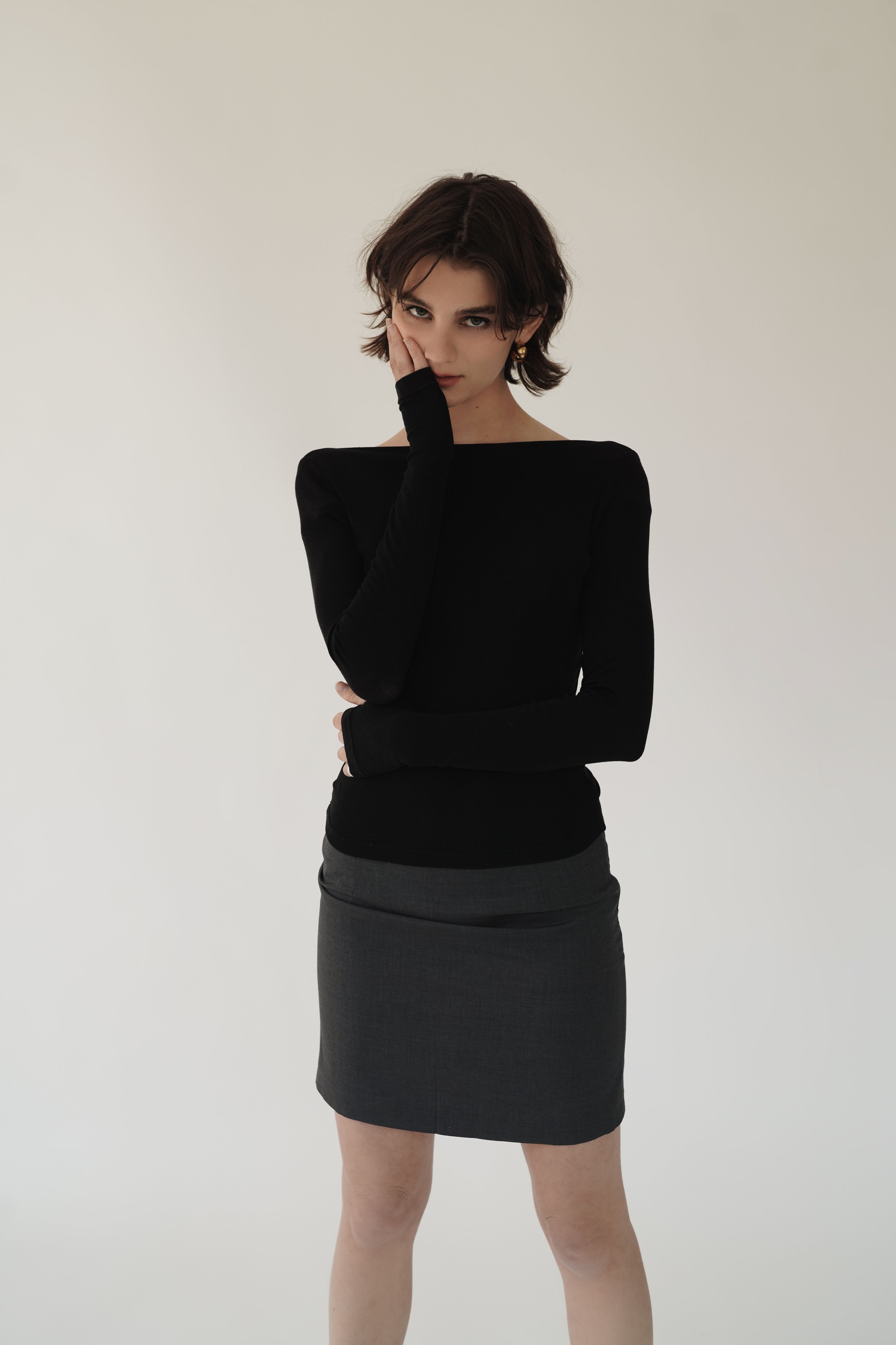 Ruched Long-Sleeve Top