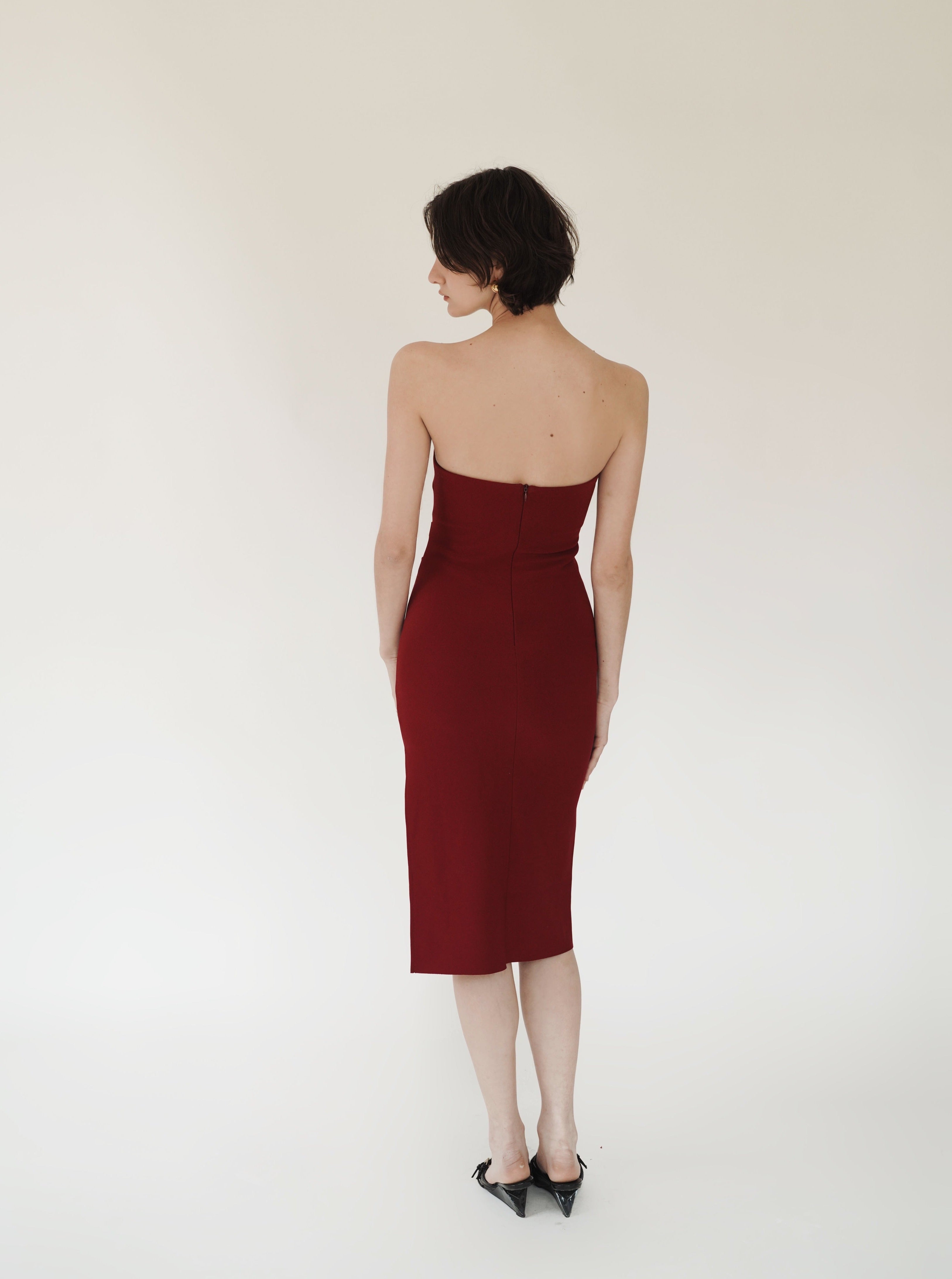 Cherry Strapless Midi Dress