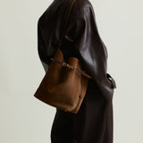 Toffee Suede Belted Tote Bag