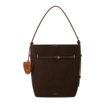 Espresso Suede Belted Tote Bag