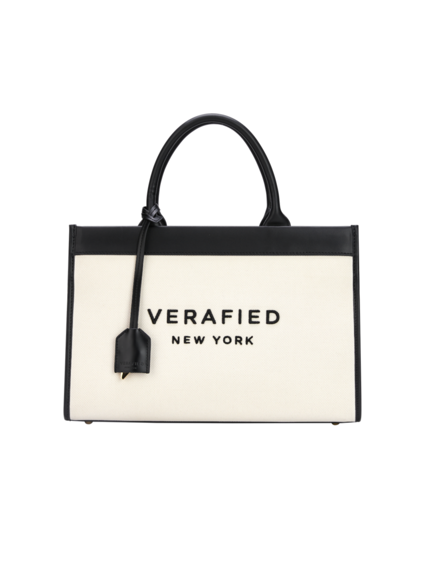 VERAFIED Leather-trimmed Canvas Tote