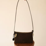 Gold Espresso Suede Hobo Bag