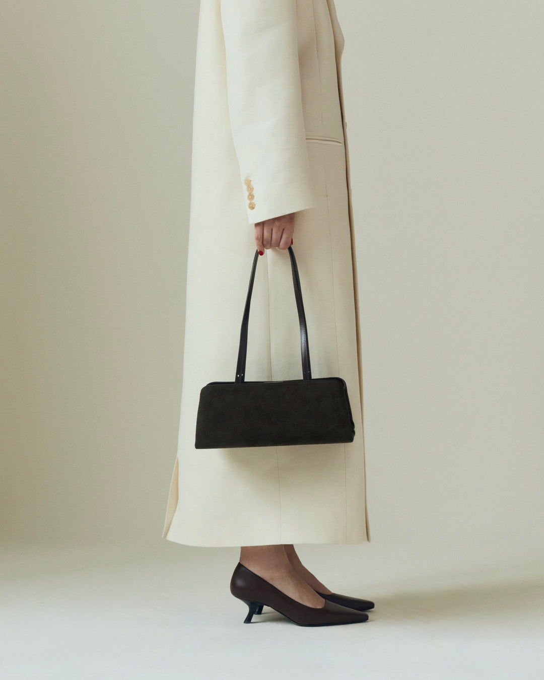 Verafied Python Eclair Espresso Suede Éclair Bag: Clutch Handbag - Verafied New York