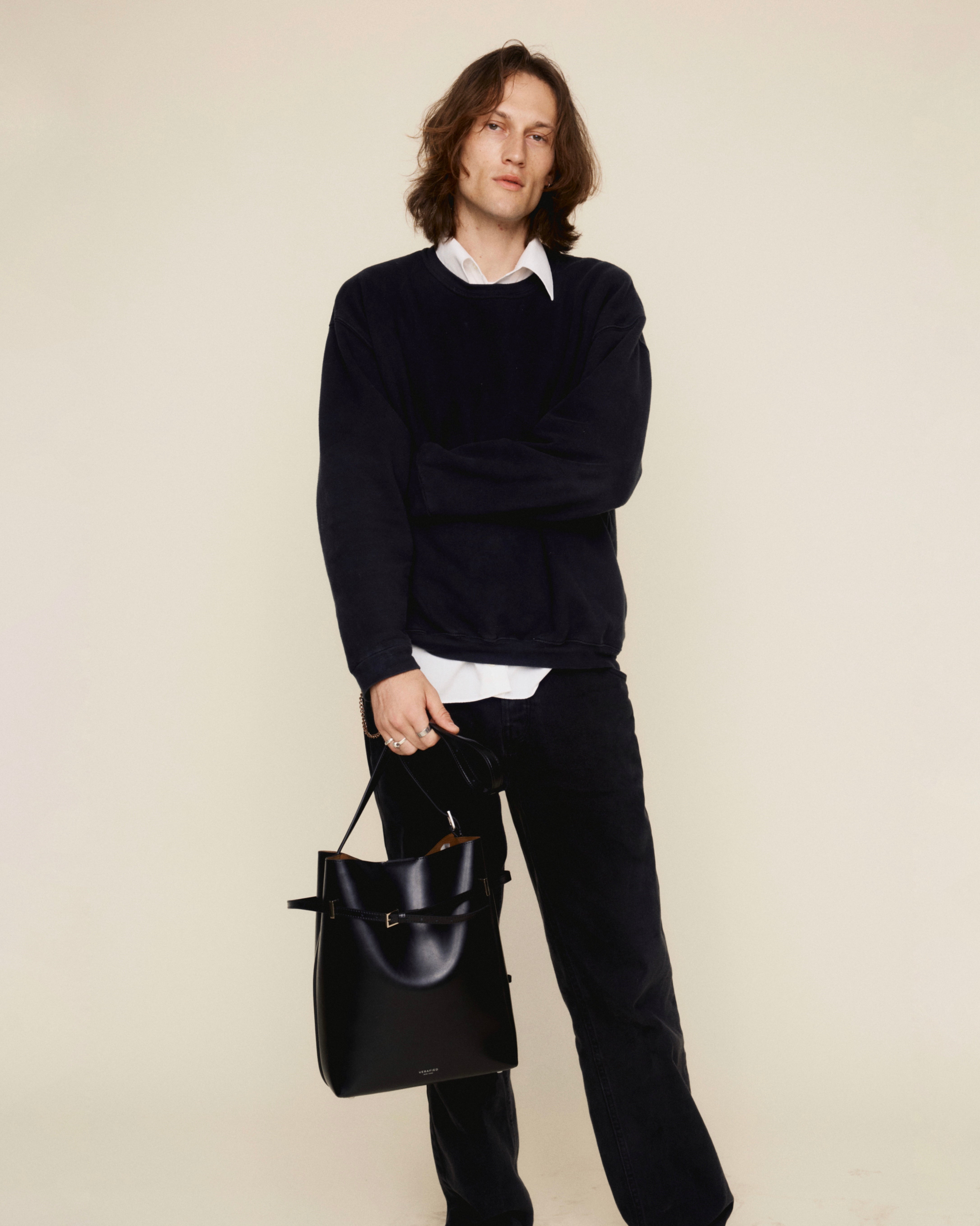 Verafied トートバッグ Black Belted Leather Tote Bag - Verafied New York