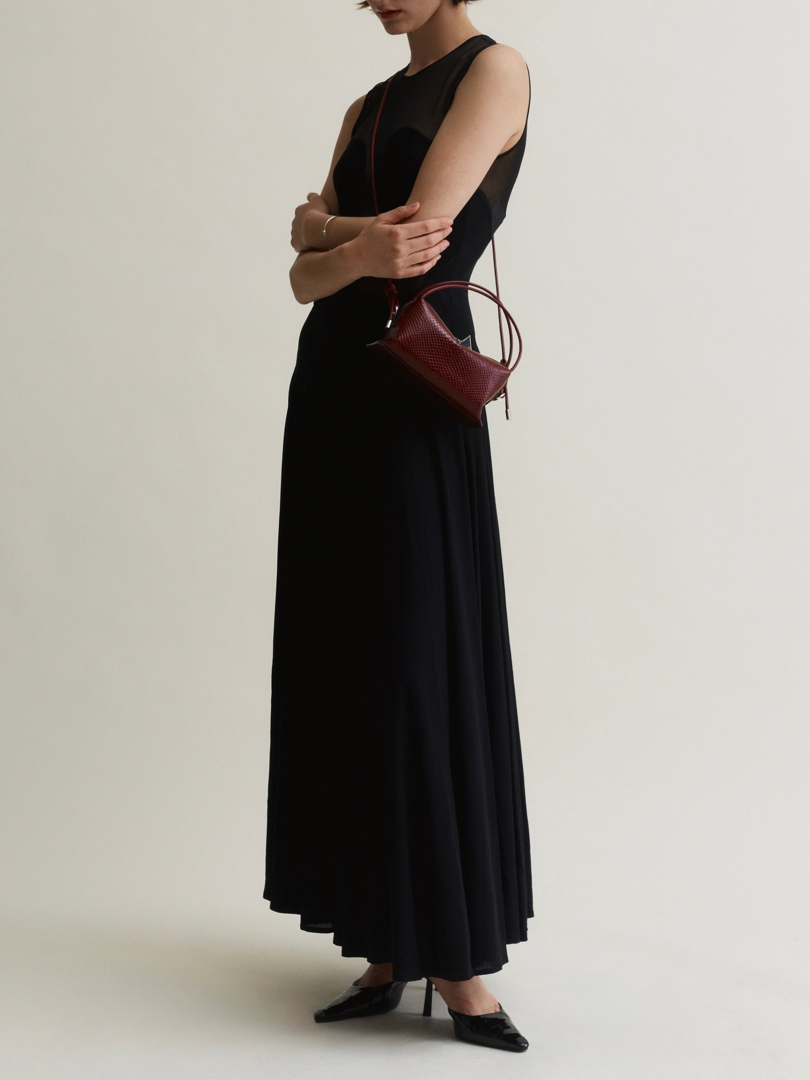 Maroon Python Café Mini Bag: Crossbody Handbag - Verafied New York