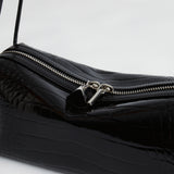 Black Croc Café Midi Bag