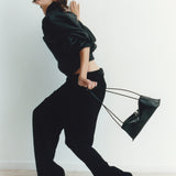 Black Croc Café Midi Bag