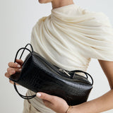 Black Croc Café Midi Bag