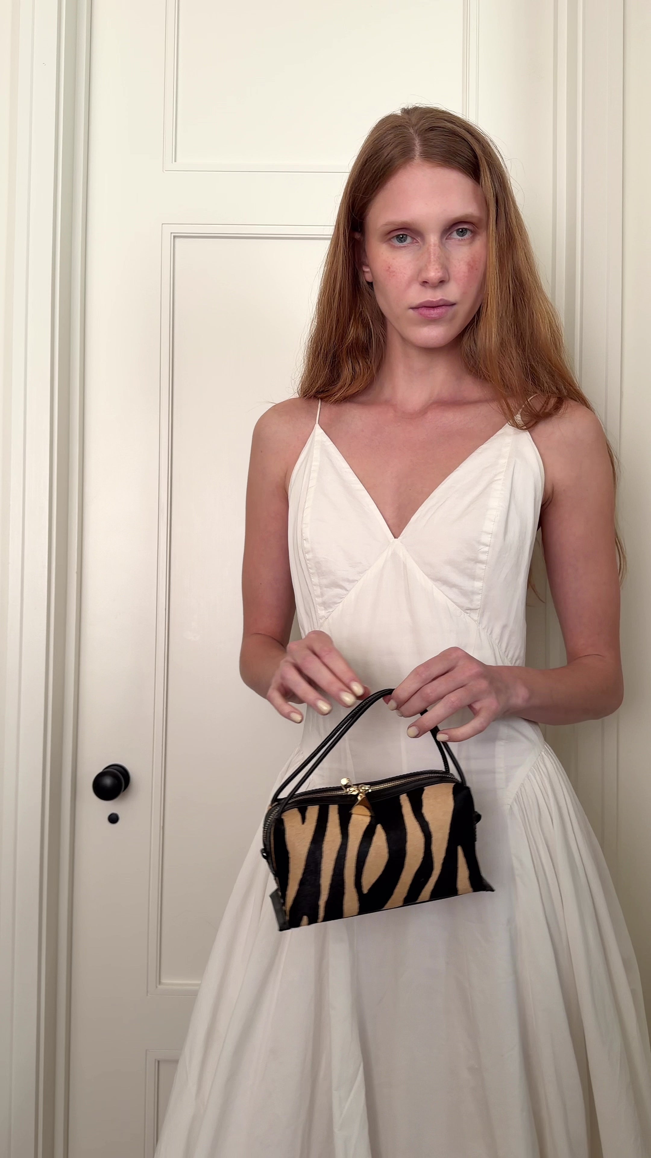 Zebra Calf Hair Café Mini Crossbody Handbag - Verafied New York