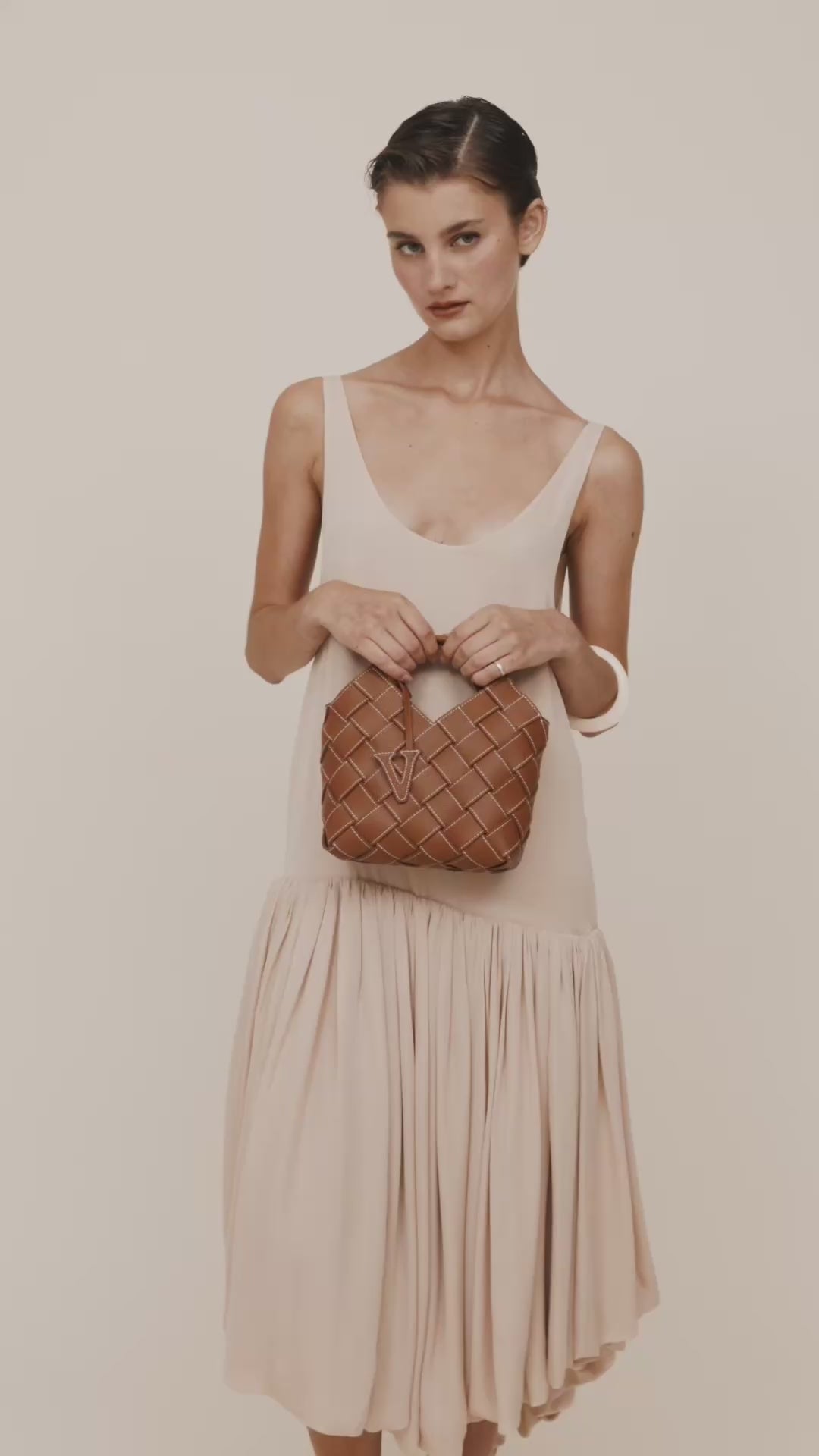Mini Caramel Basket Shoulder Handbag - Verafied New York
