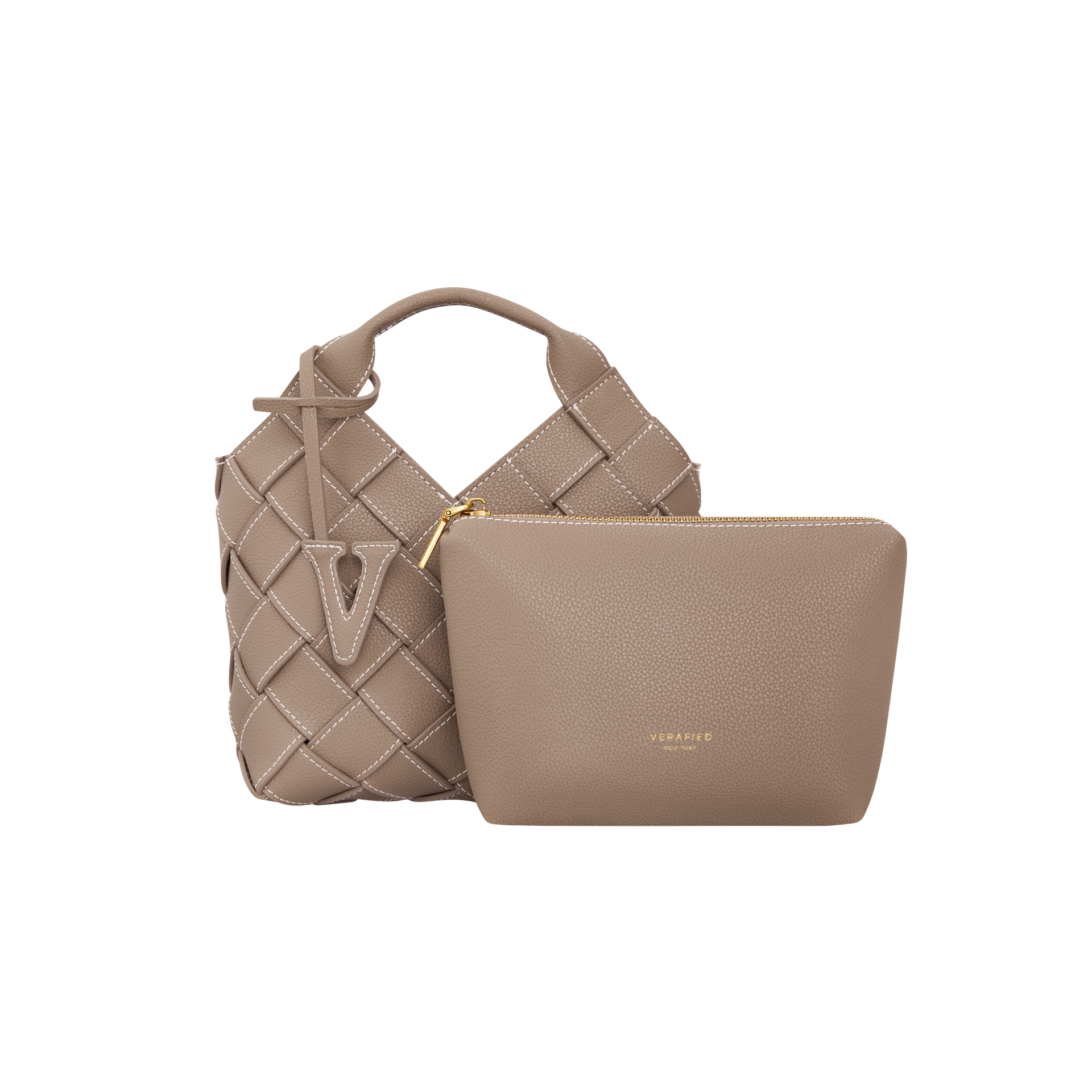Etoupe Basket Woven Shoulder Handbag - Verafied New York