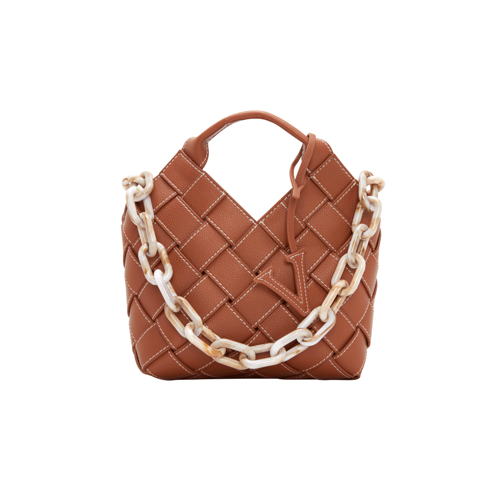 Mini Caramel Basket Shoulder Handbag - Verafied New York
