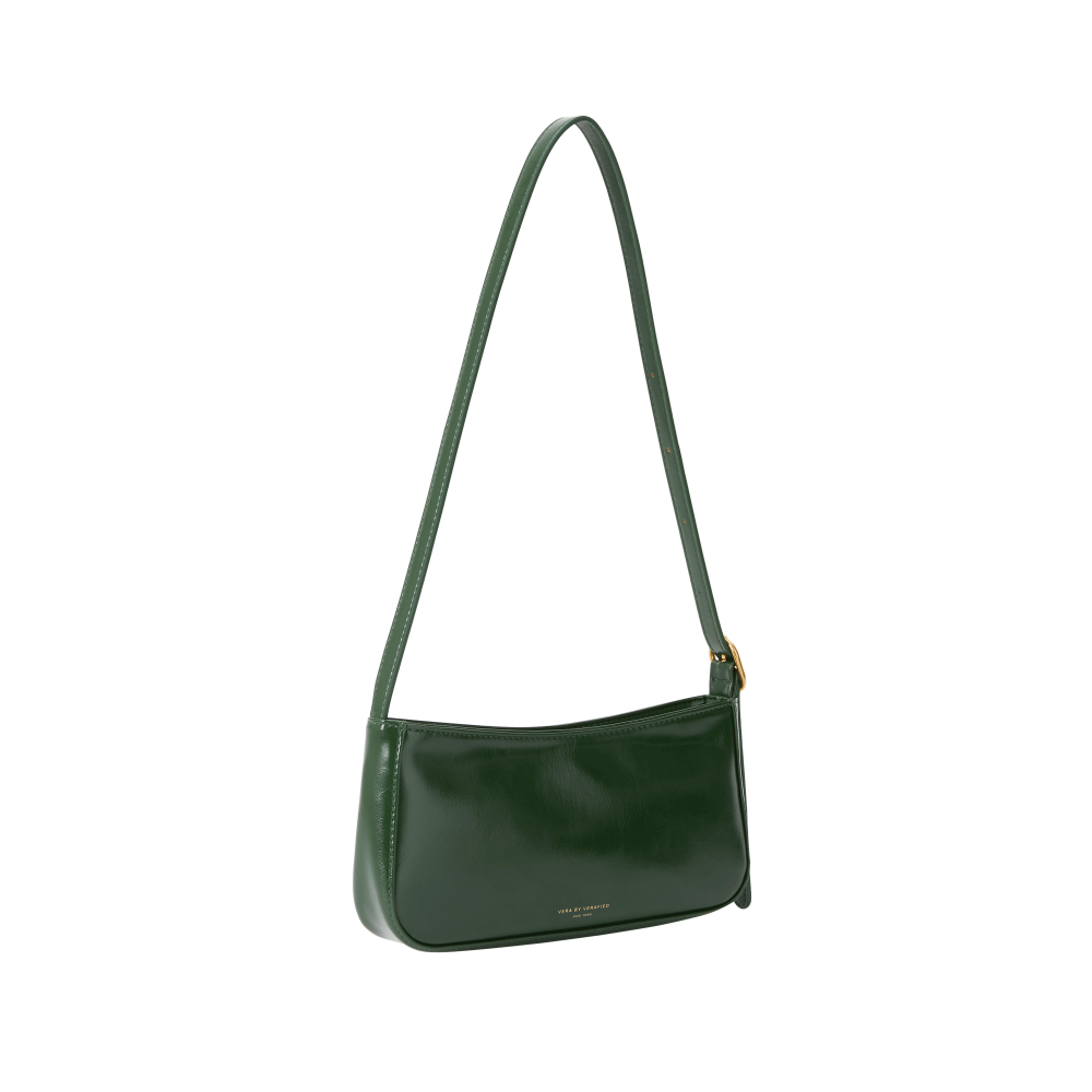 Tote bag in green suede and white leather, the perfed tote