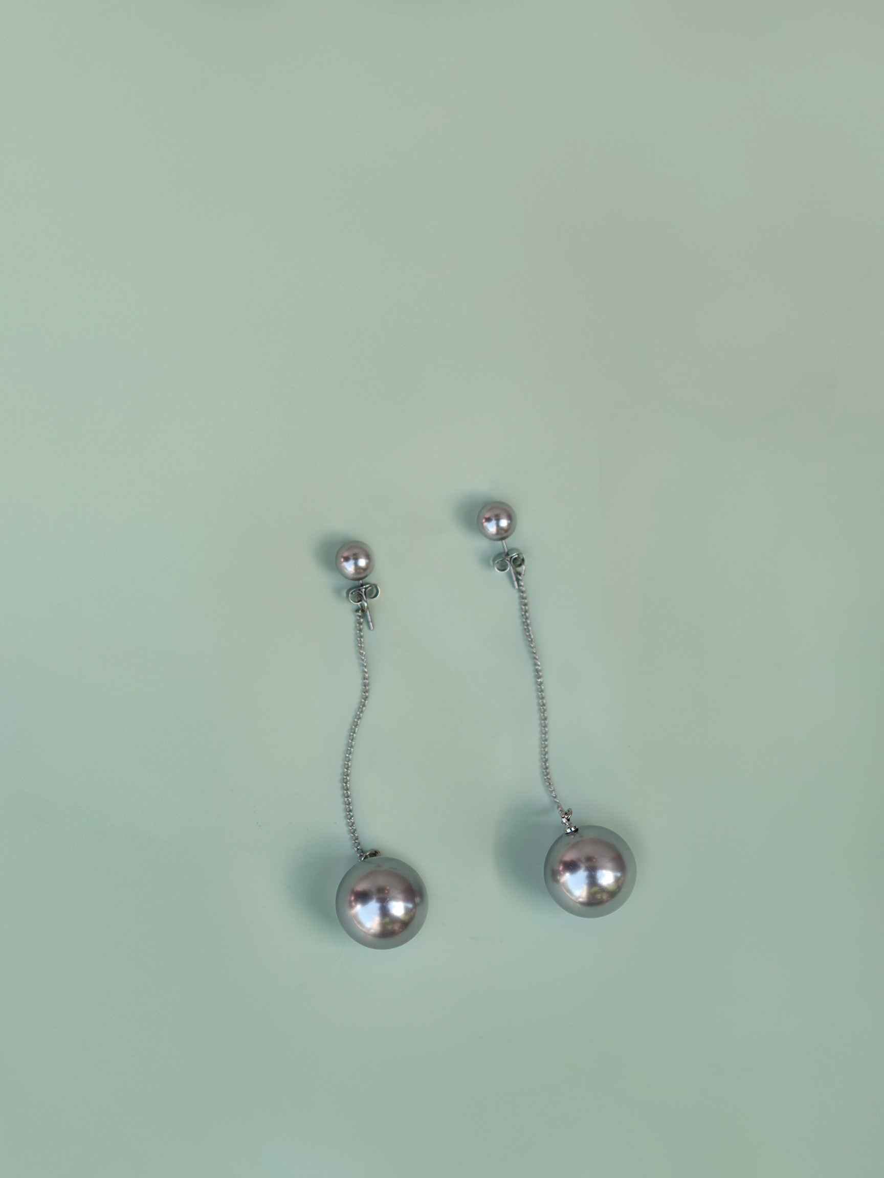 Moon Gray Silver Plated Pear Earring