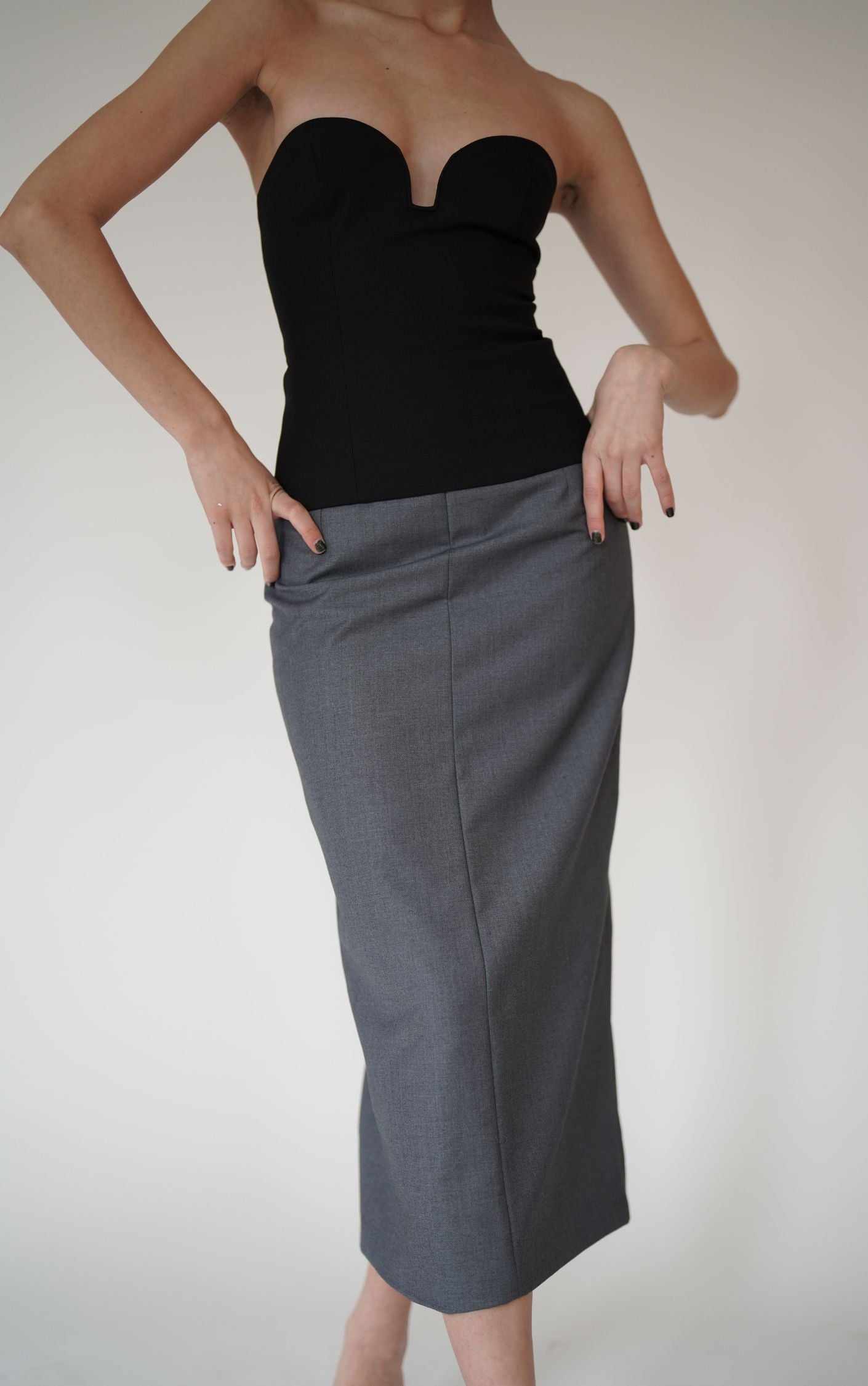 Midi Grey Pencil Skirt