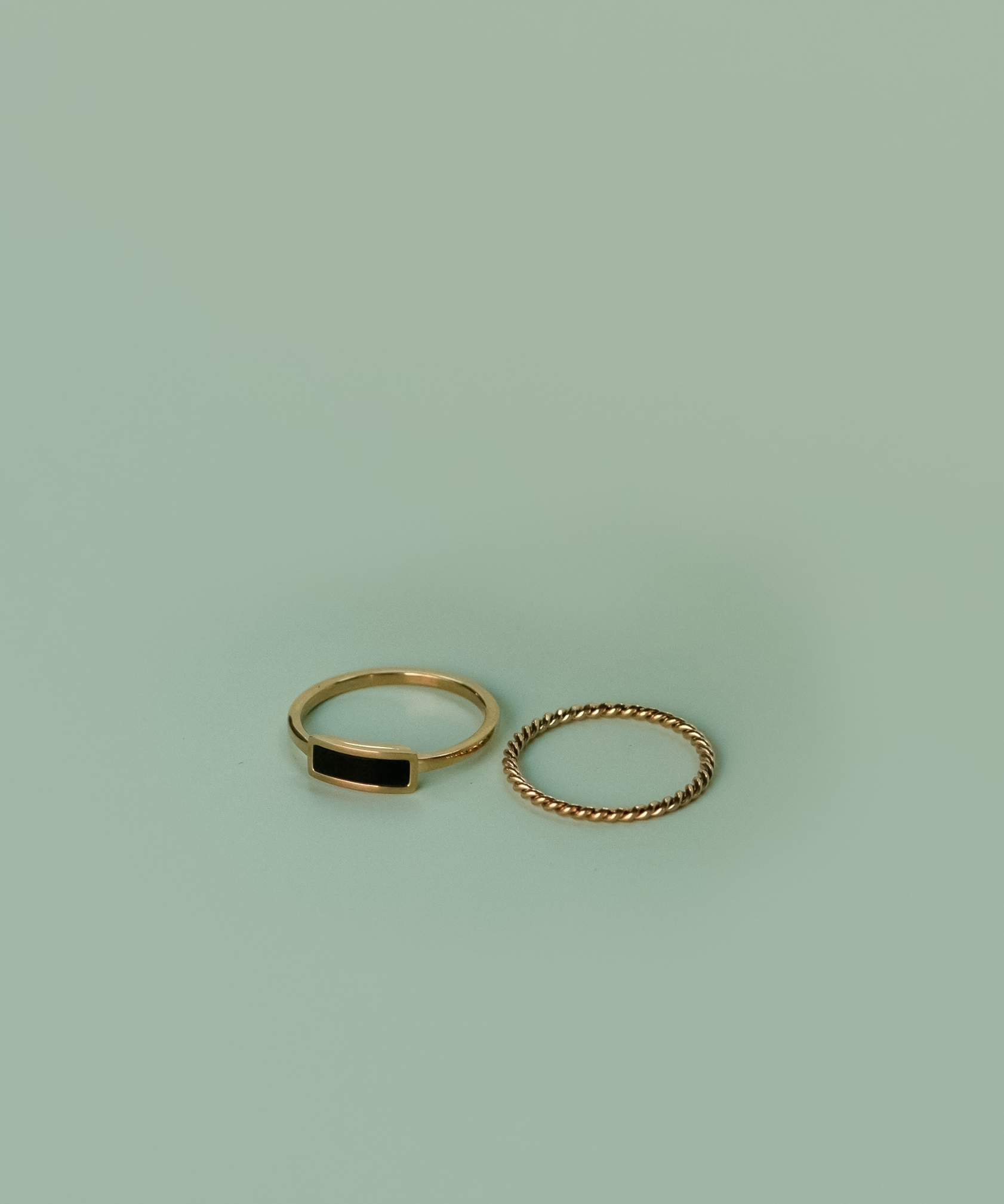 14k Gold Black Onyx Ring Set