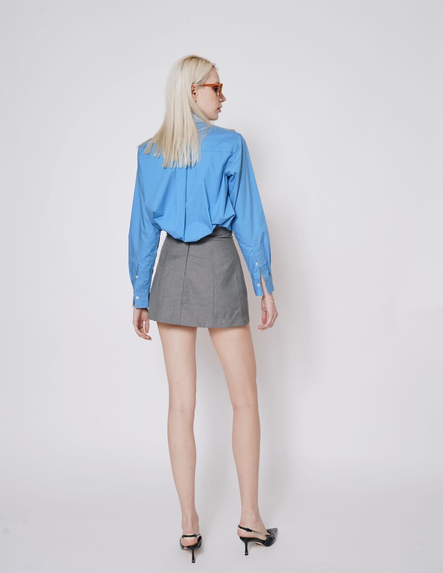 Mid-Grey High Waist Mini Skirt (Final Sale)