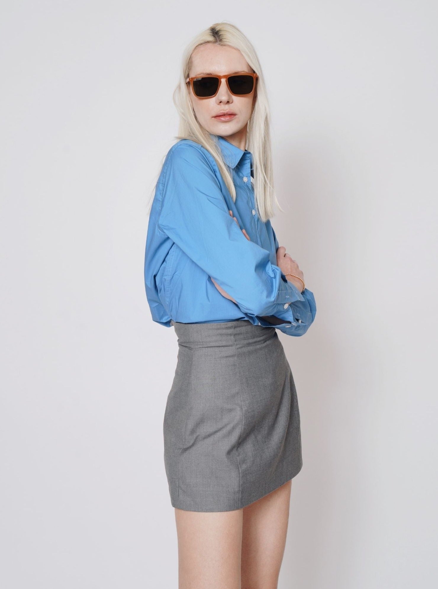 Mid-Grey High Waist Mini Skirt (Final Sale)