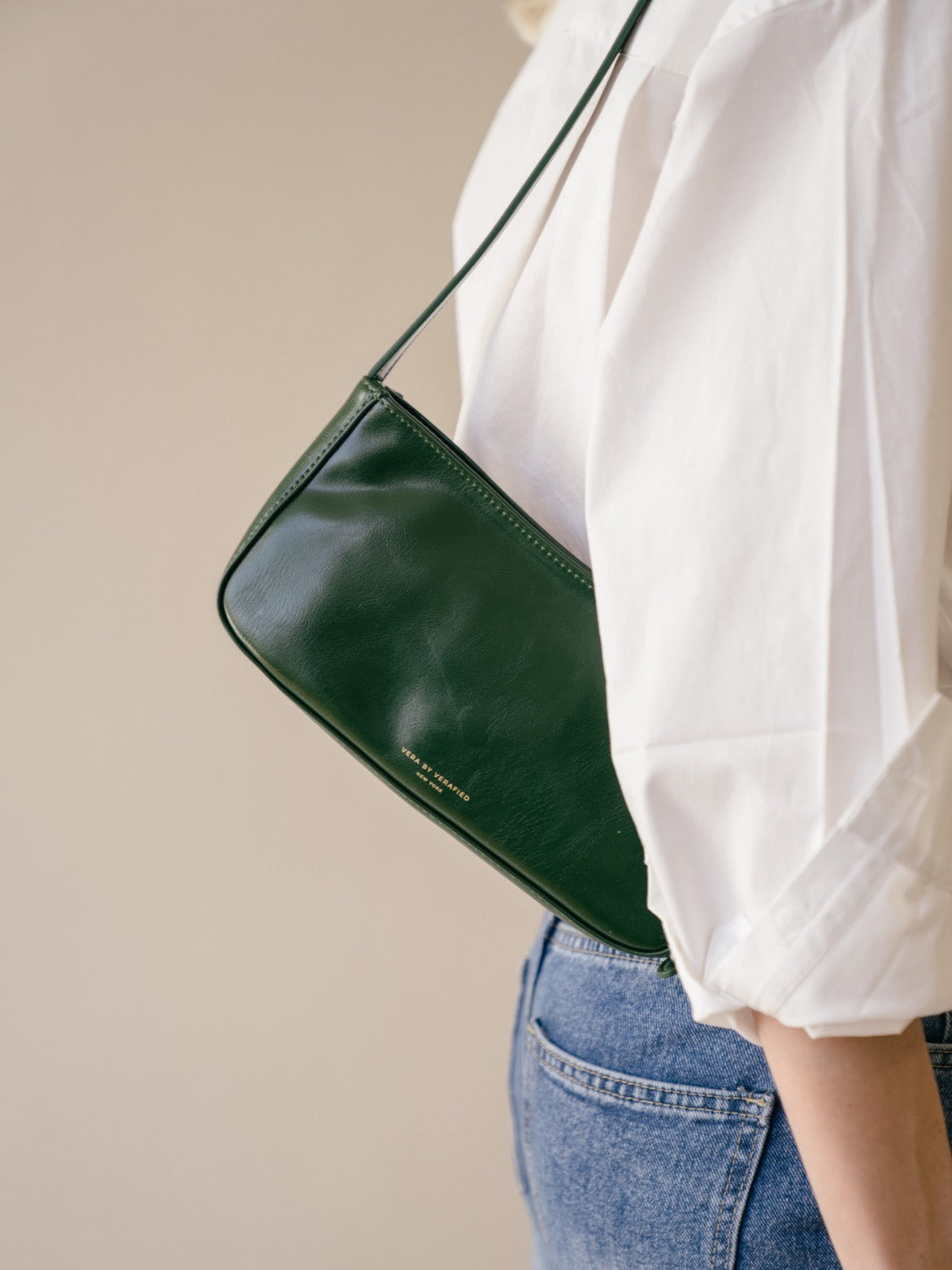 green denim shoulder bag