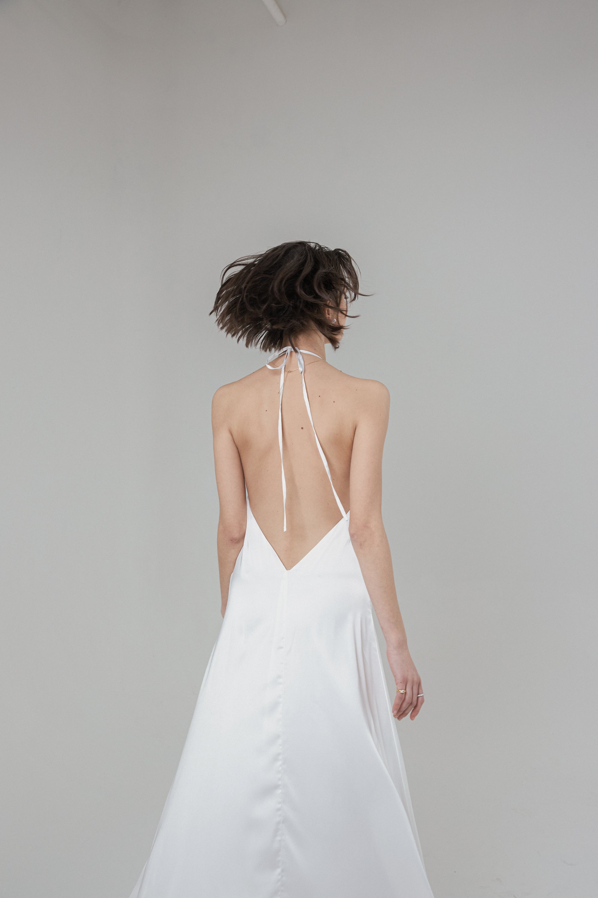 White backless slip clearance dress