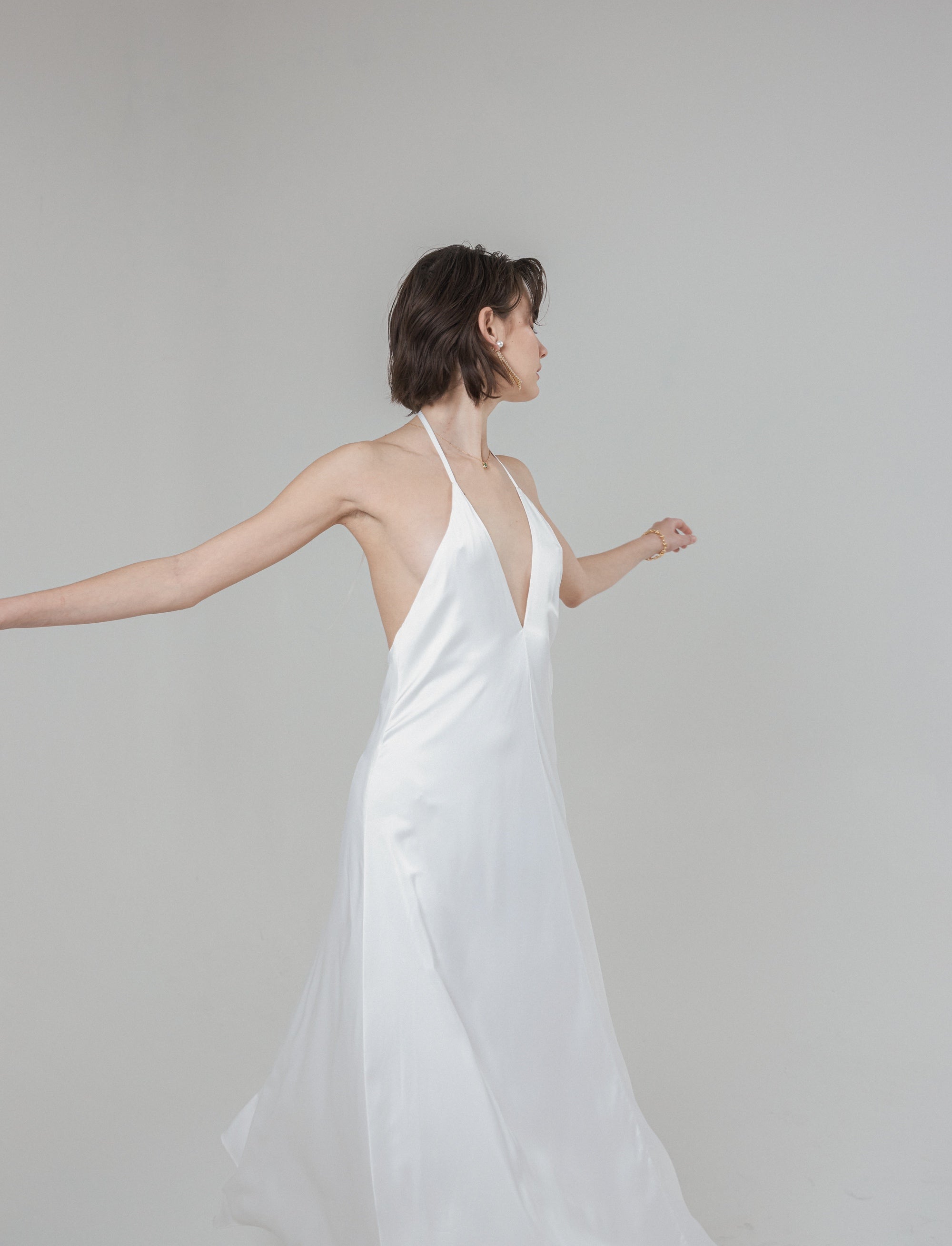 White silk outlet slip dress