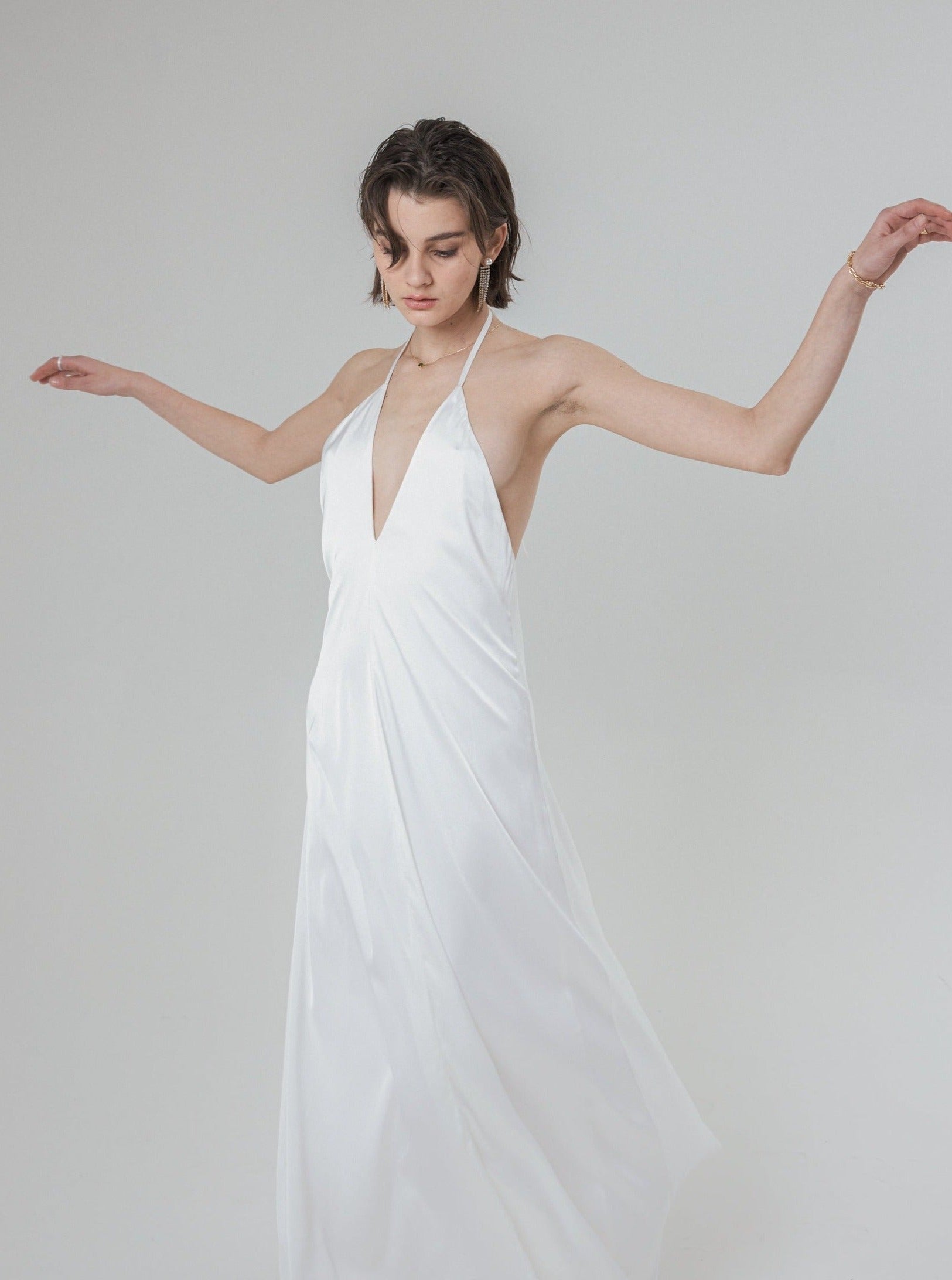 Glossy White Slip Dress