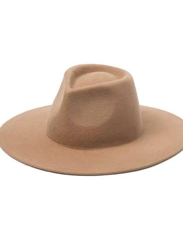 Women's Wide Brim Felt Hat in Tan